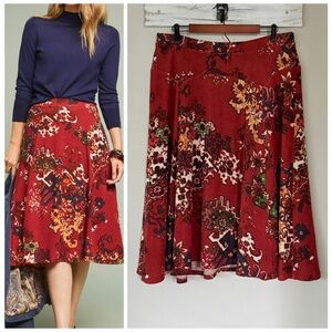 ANTHROPOLOGIE XL Narberth A-Line Skirt • Akemi + Kin • Feminine Tapestry Midi